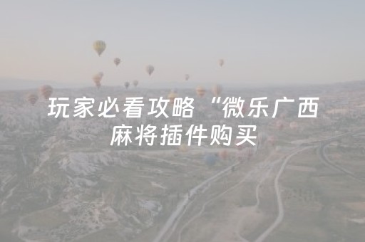 玩家必看攻略“微乐广西麻将插件购买（专用辅牌神器免安装）