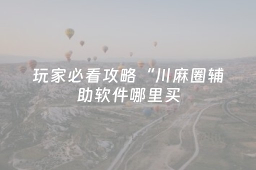 玩家必看攻略“川麻圈辅助软件哪里买（助赢神器通用版）