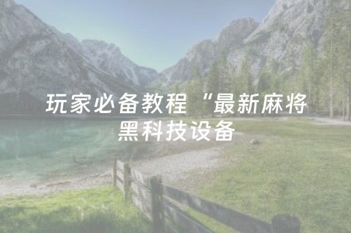 玩家必备教程“最新麻将黑科技设备（助赢神器通用版）