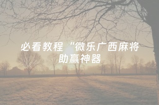 必看教程“微乐广西麻将助赢神器（助赢神器通用版）