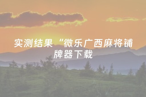 实测结果“微乐广西麻将铺牌器下载（专用辅牌神器免安装）