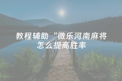 教程辅助“微乐河南麻将怎么提高胜率（专用辅牌神器免安装）
