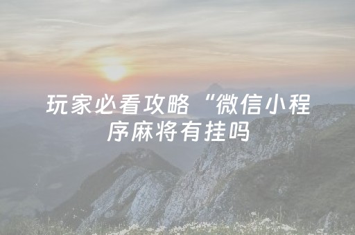 玩家必看攻略“微信小程序麻将有挂吗（专用辅牌神器免安装）