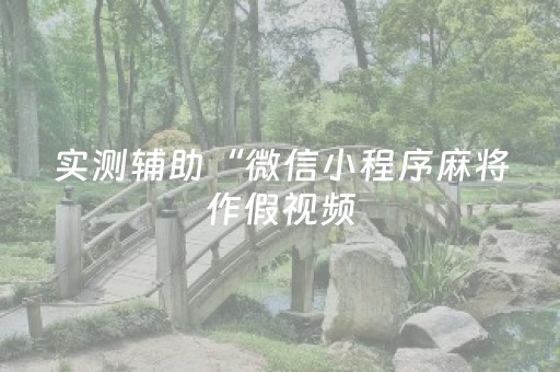 实测辅助“微信小程序麻将作假视频（专用辅牌神器免安装）