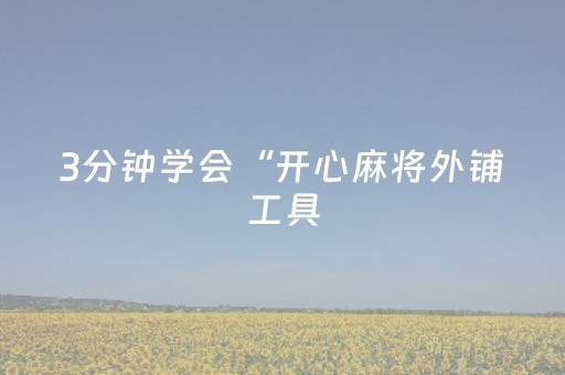 3分钟学会“开心麻将外铺工具（专用辅牌神器免安装）
