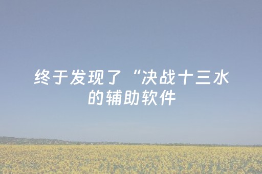终于发现了“决战十三水的辅助软件（专用辅牌神器免安装）