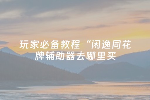 玩家必备教程“闲逸同花牌辅助器去哪里买（助赢神器通用版）