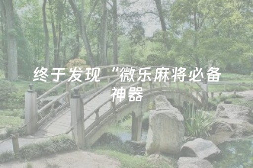 终于发现“微乐麻将必备神器（专用辅牌神器免安装）
