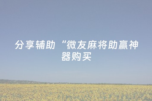 分享辅助“微友麻将助赢神器购买（专用辅牌神器免安装）