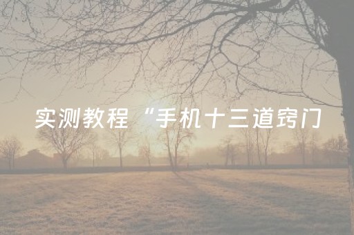 实测教程“手机十三道窍门（助赢神器通用版）