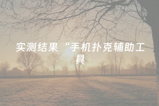 实测结果“手机扑克辅助工具（助赢神器通用版）