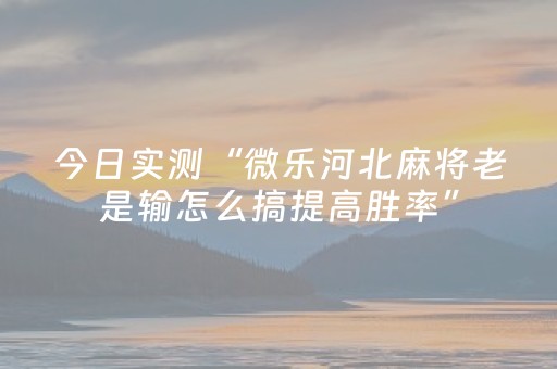 今日实测“微乐河北麻将老是输怎么搞提高胜率”（详细透视教程）-哔哩哔哩