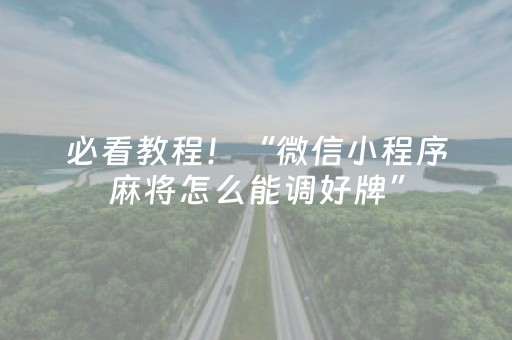必看教程！“微信小程序麻将怎么能调好牌”（详细开挂教程）-哔哩哔哩