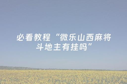 必看教程“微乐山西麻将斗地主有挂吗”（详细透视教程）-哔哩哔哩