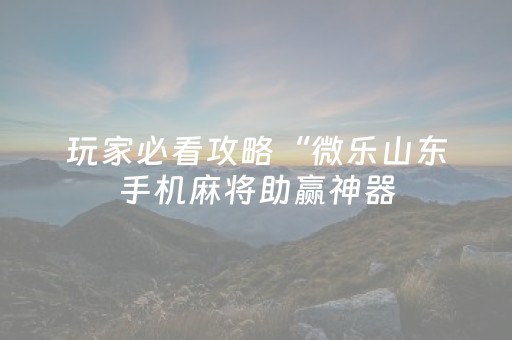 玩家必看攻略“微乐山东手机麻将助赢神器（助赢神器通用版）