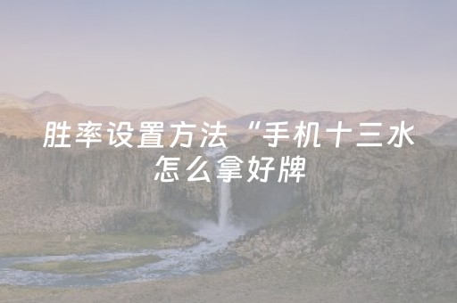 胜率设置方法“手机十三水怎么拿好牌（助赢神器通用版）