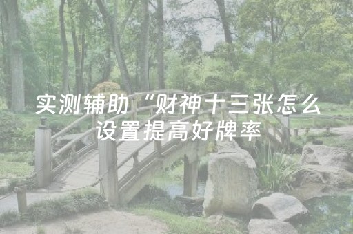 实测辅助“财神十三张怎么设置提高好牌率（专用辅牌神器免安装）