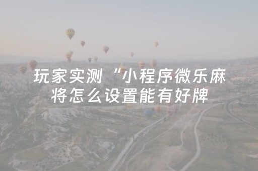 玩家实测“小程序微乐麻将怎么设置能有好牌（专用辅牌神器免安装）