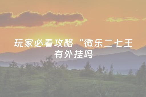 玩家必看攻略“微乐二七王有外挂吗（助赢神器通用版）