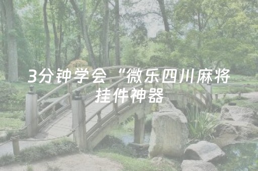 3分钟学会“微乐四川麻将挂件神器（助赢神器通用版）
