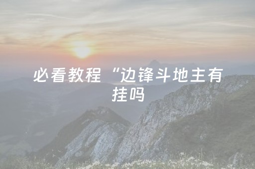 必看教程“边锋斗地主有挂吗（专用辅牌神器免安装）