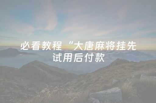 必看教程“大唐麻将挂先试用后付款（助赢神器通用版）
