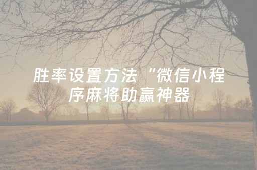 胜率设置方法“微信小程序麻将助赢神器（助赢神器通用版）