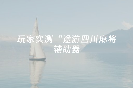 玩家实测“途游四川麻将辅助器（助赢神器通用版）