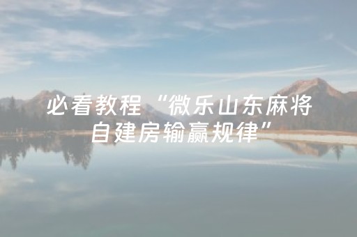 必看教程“微乐山东麻将自建房输赢规律”（详细透视教程）-哔哩哔哩