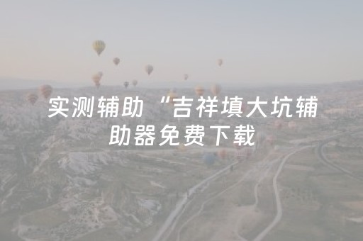 实测辅助“吉祥填大坑辅助器免费下载（专用辅牌神器免安装）