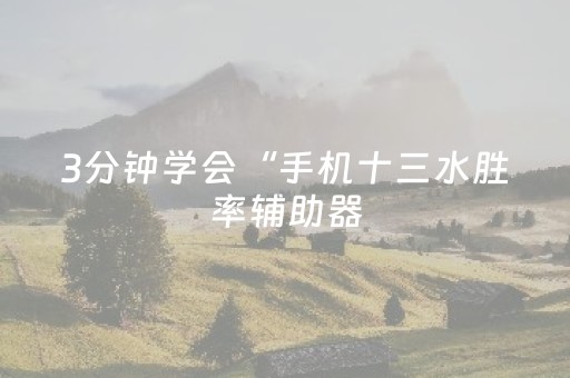 3分钟学会“手机十三水胜率辅助器（专用辅牌神器免安装）