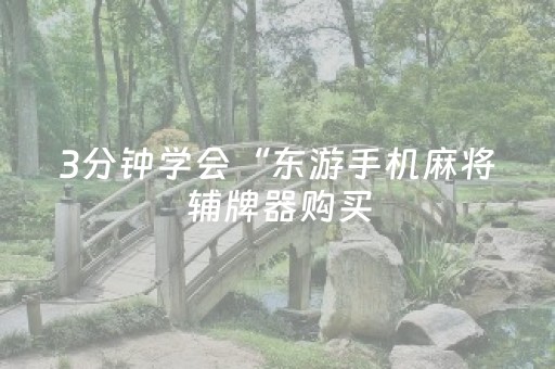 3分钟学会“东游手机麻将辅牌器购买（助赢神器通用版）