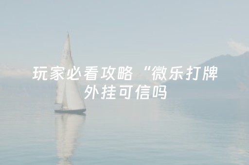 玩家必看攻略“微乐打牌外挂可信吗（助赢神器通用版）