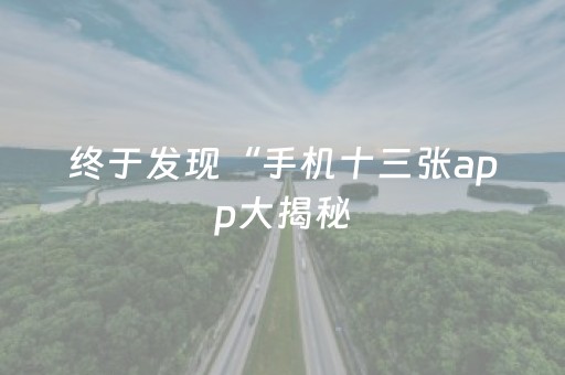 终于发现“手机十三张app大揭秘（助赢神器通用版）