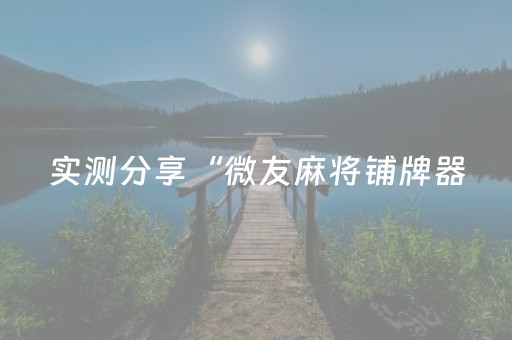 实测分享“微友麻将铺牌器（专用辅牌神器免安装）