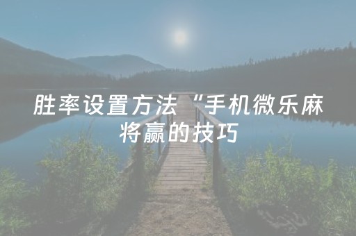 胜率设置方法“手机微乐麻将赢的技巧（专用辅牌神器免安装）