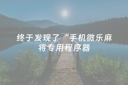 终于发现了“手机微乐麻将专用程序器（助赢神器通用版）