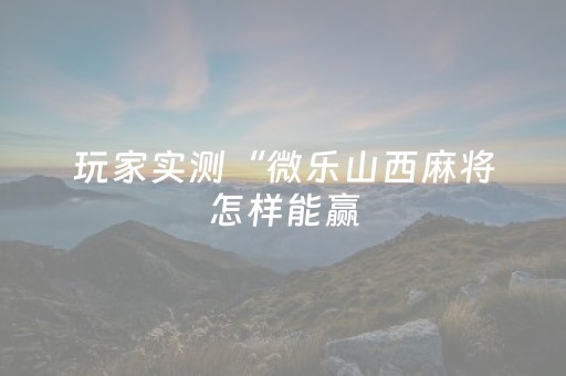 玩家实测“微乐山西麻将怎样能赢（专用辅牌神器免安装）