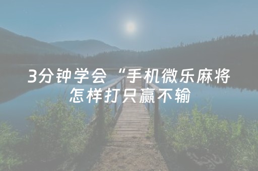 3分钟学会“手机微乐麻将怎样打只赢不输（专用辅牌神器免安装）