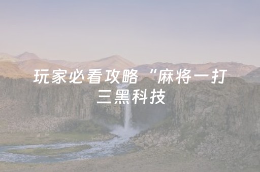 玩家必看攻略“麻将一打三黑科技（助赢神器通用版）