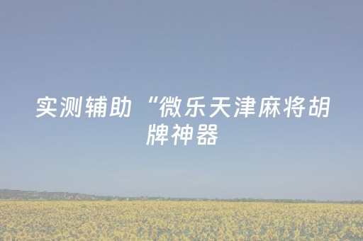 实测辅助“微乐天津麻将胡牌神器（专用辅牌神器免安装）