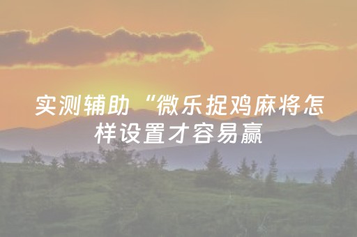 实测辅助“微乐捉鸡麻将怎样设置才容易赢（专用辅牌神器免安装）