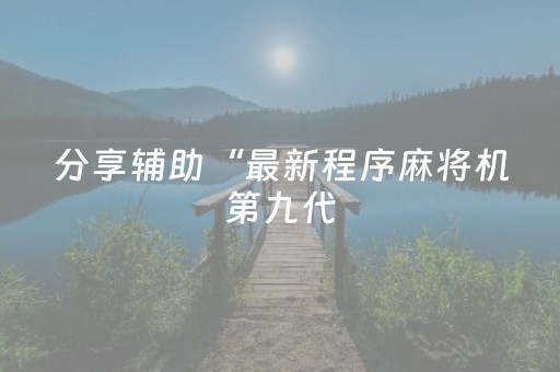 分享辅助“最新程序麻将机第九代（专用辅牌神器免安装）