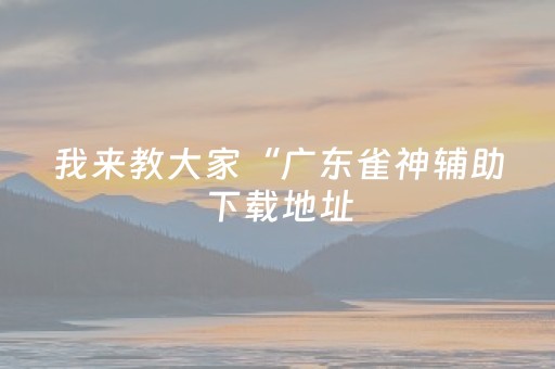 我来教大家“广东雀神辅助下载地址（助赢神器通用版）