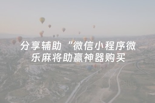 分享辅助“微信小程序微乐麻将助赢神器购买（助赢神器通用版）