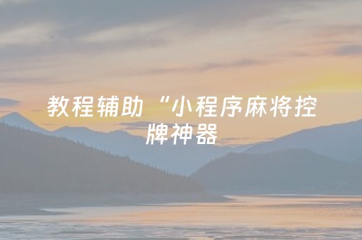 教程辅助“小程序麻将控牌神器（助赢神器通用版）