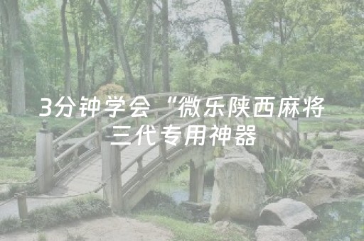 3分钟学会“微乐陕西麻将三代专用神器（专用辅牌神器免安装）