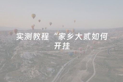 实测教程“家乡大贰如何开挂（助赢神器通用版）