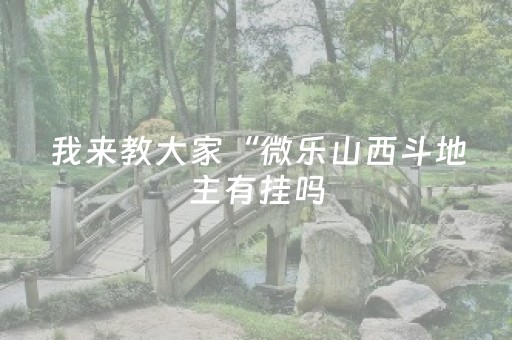 我来教大家“微乐山西斗地主有挂吗（助赢神器通用版）