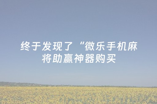 终于发现了“微乐手机麻将助赢神器购买（助赢神器通用版）